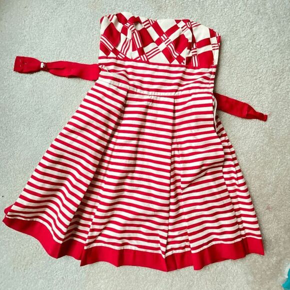 Vintage 1950s Style Victor Costa Strapless Dress Woven Ribbon Bodice - Picture 9 of 13